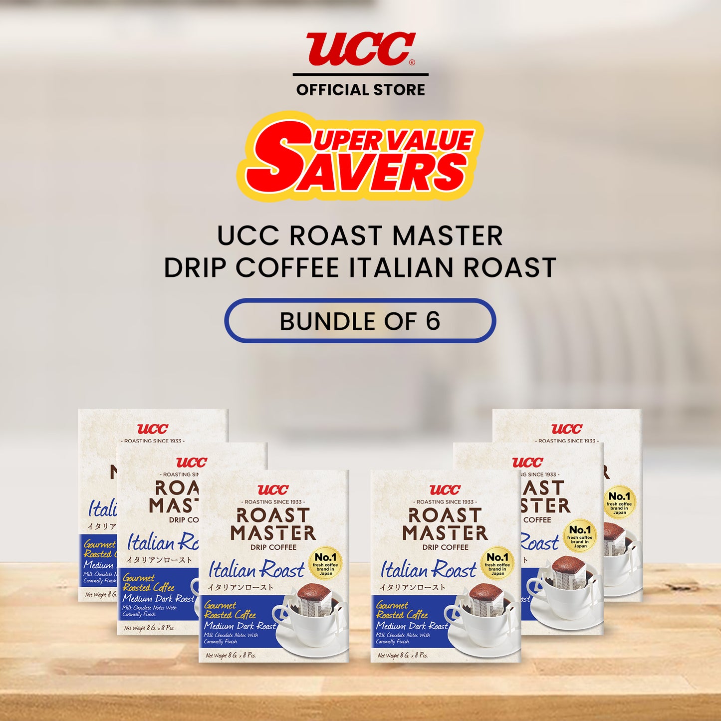 UCC Roast Master Drip Coffee Italian Roast 8g Buy 5, Get 1 FREE