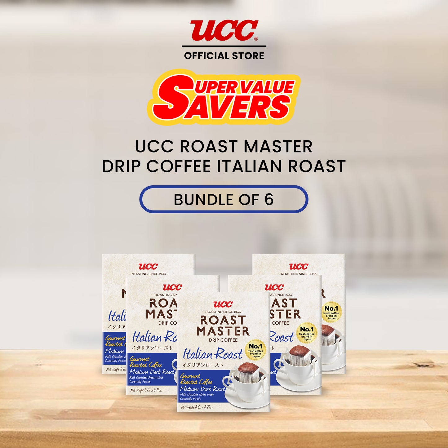 UCC Roast Master Drip Coffee Italian Roast 8g Buy 5, Get 1 FREE