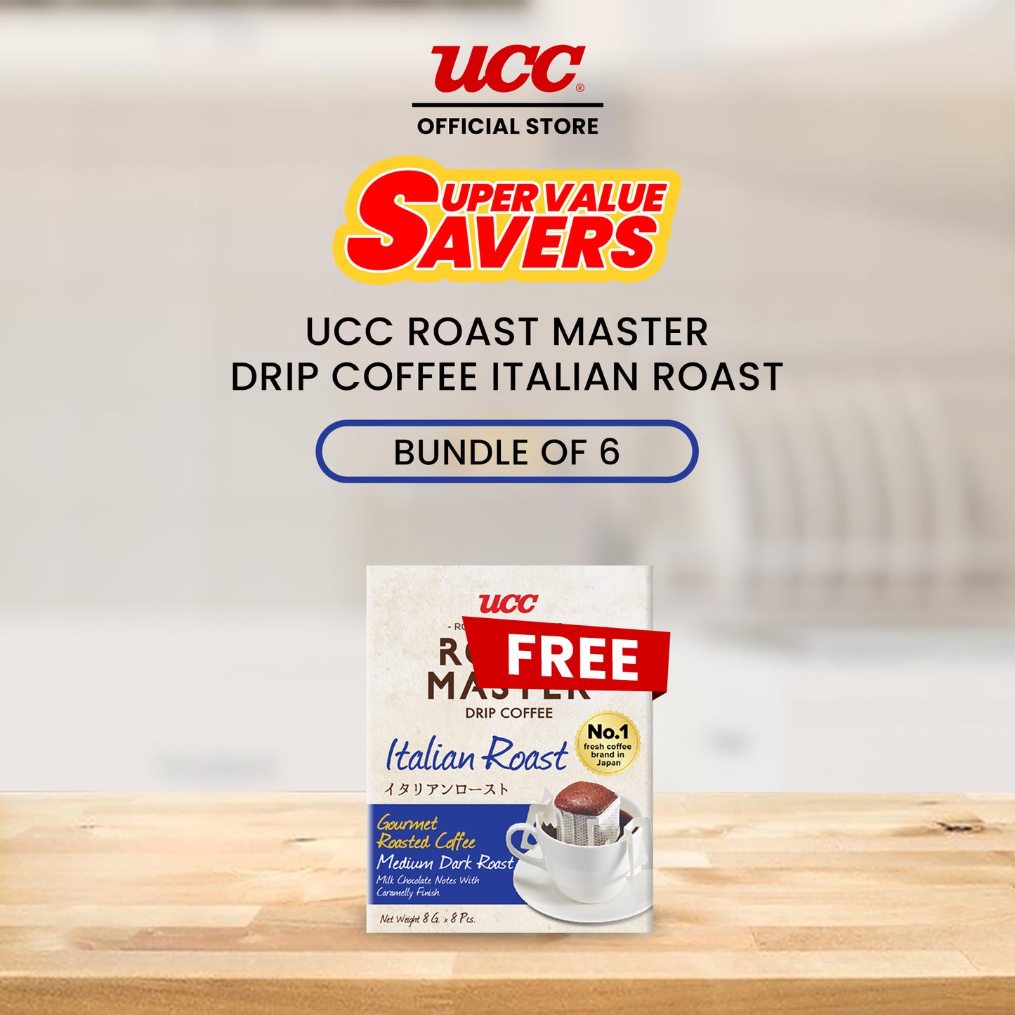 UCC Roast Master Drip Coffee Italian Roast 8g Buy 5, Get 1 FREE