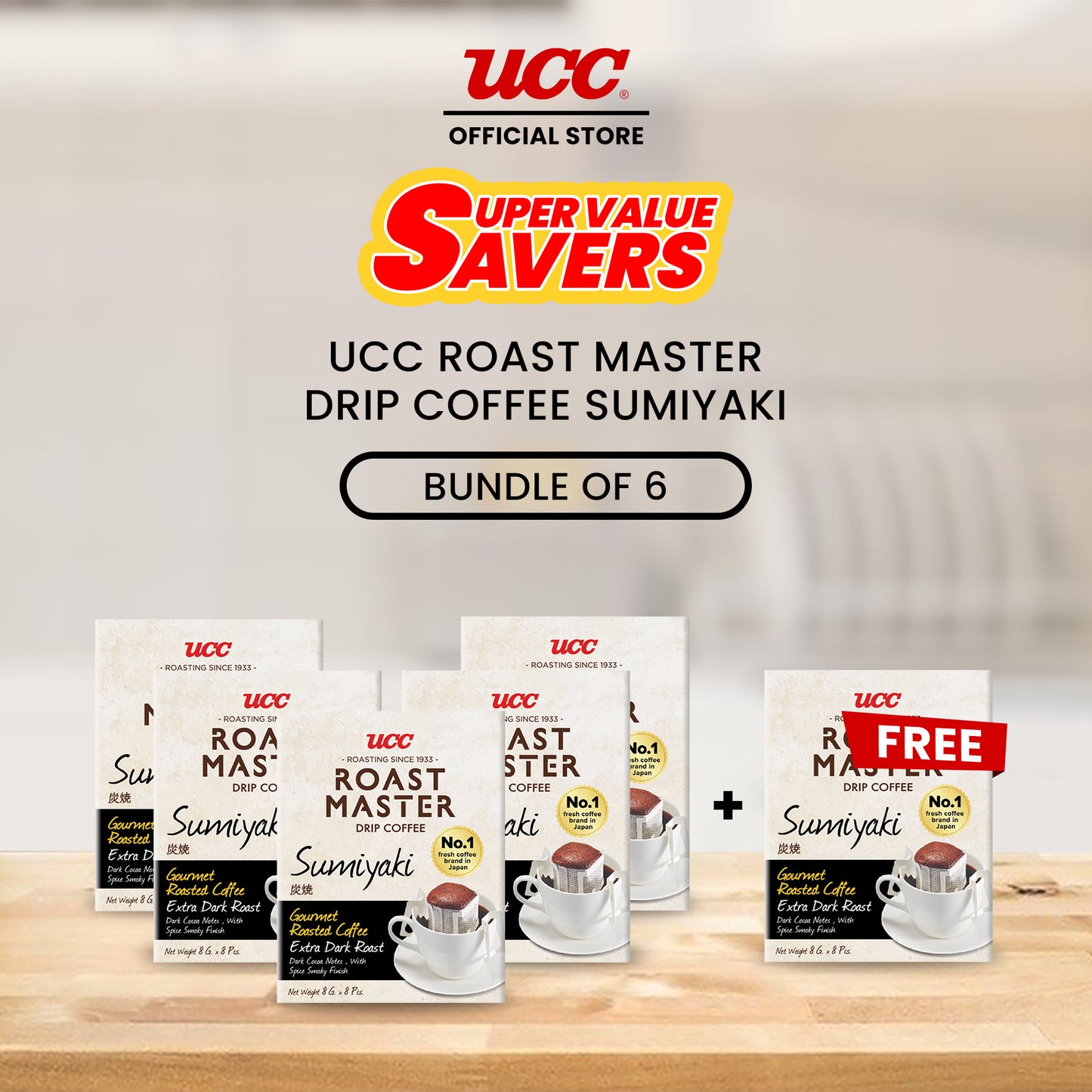 UCC Roast Master Drip Coffee Sumiyaki 8g Buy 5, Get 1 FREE