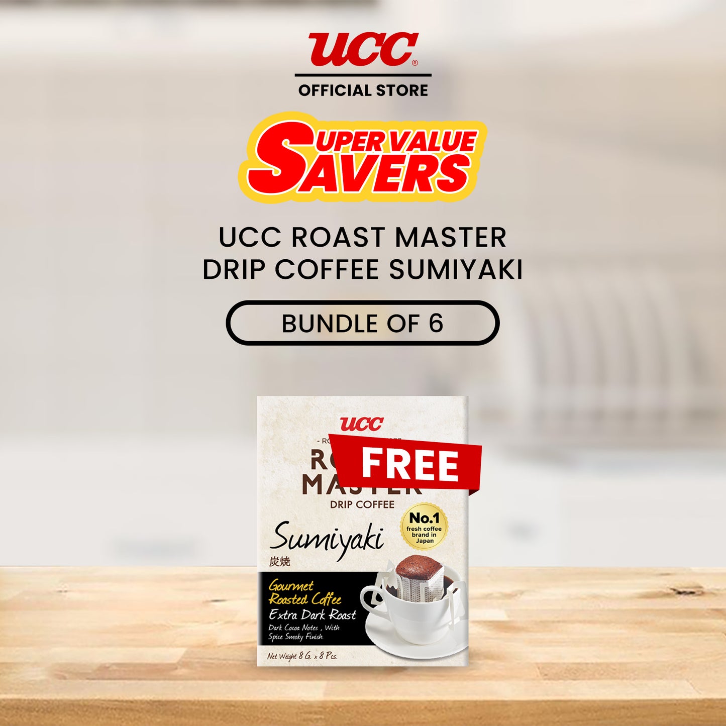 UCC Roast Master Drip Coffee Sumiyaki 8g Buy 5, Get 1 FREE