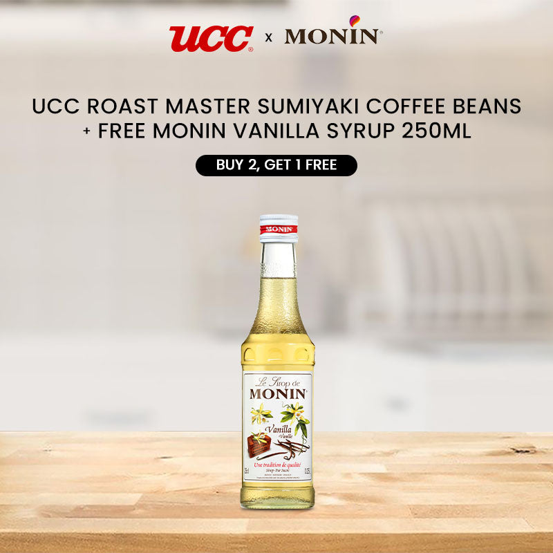 UCC Roast Master Sumiyaki Coffee Beans 250g (Bundle of 2) Get 1 Free MONIN Vanilla Syrup 250ml