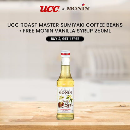 UCC Roast Master Sumiyaki Coffee Beans 250g (Bundle of 2) Get 1 Free MONIN Vanilla Syrup 250ml