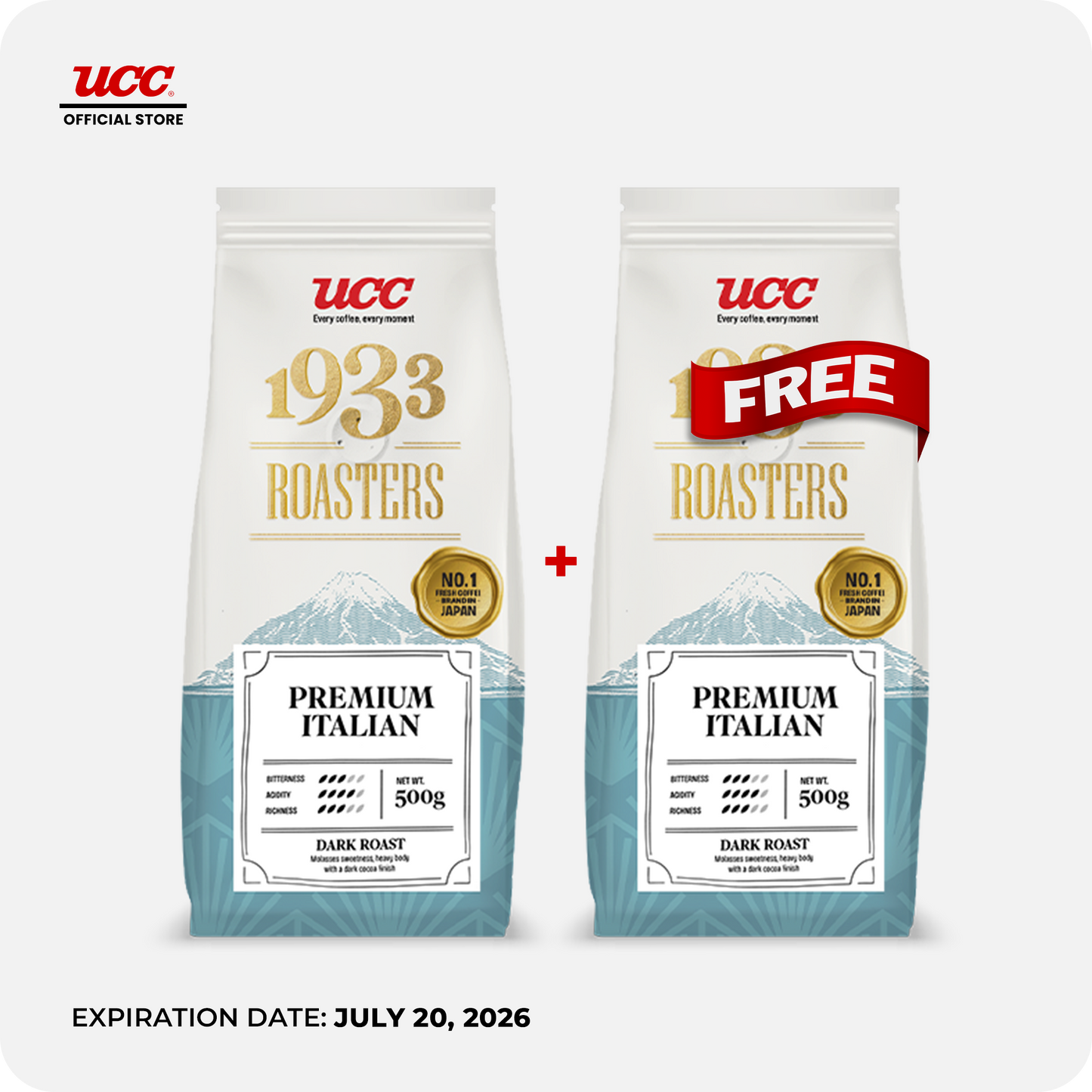 UCC 1933 Roasters Premium Italian 500g (Bundle of 2)