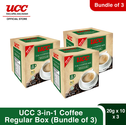 UCC 3-in-1 Coffee Regular Box 20g x 10 x 3 (Bundle of 3)