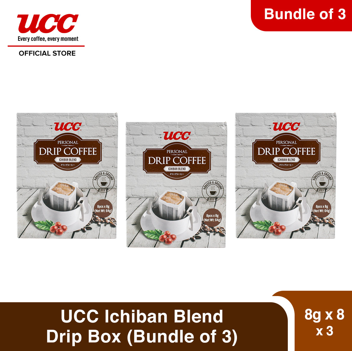 UCC Drip Coffee Ichiban Blend Box (Bundle of 3) (8g x 8 x 3) – UCC ...