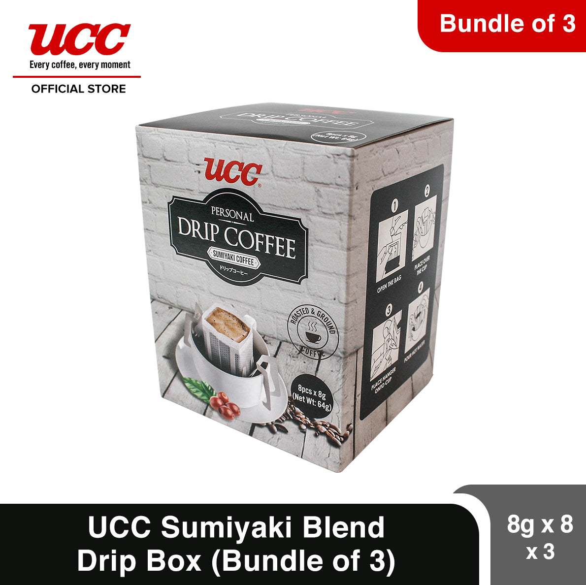 UCC Drip Coffee Sumiyaki Blend Box (Bundle of 3) (8g x 8 x 3)