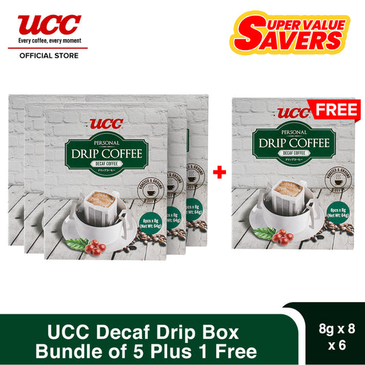 UCC Drip Coffee Decaf Box Bundle of 5 Plus 1 Free