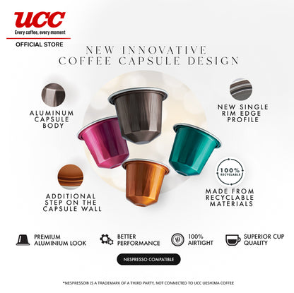 UCC Gourmet Coffee Capsule Lungo Forte No. 06 Compatible with Nespresso