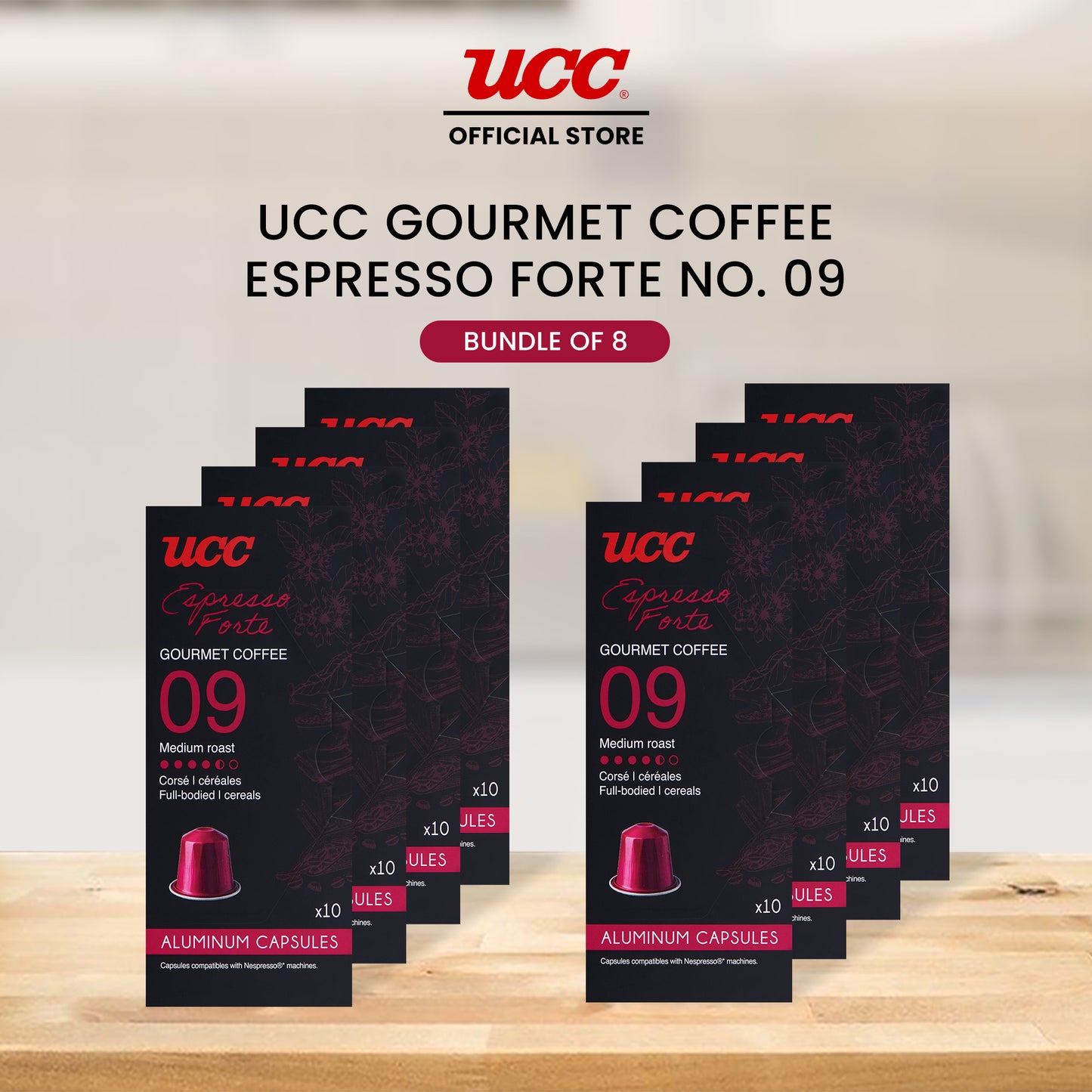 UCC Gourmet Coffee Capsule Espresso Forte No. 09  - Buy 6, Get 2 FREE (Bundle of 8)