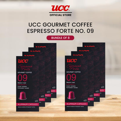 UCC Gourmet Coffee Capsule Espresso Forte No. 09  - Buy 6, Get 2 FREE (Bundle of 8)