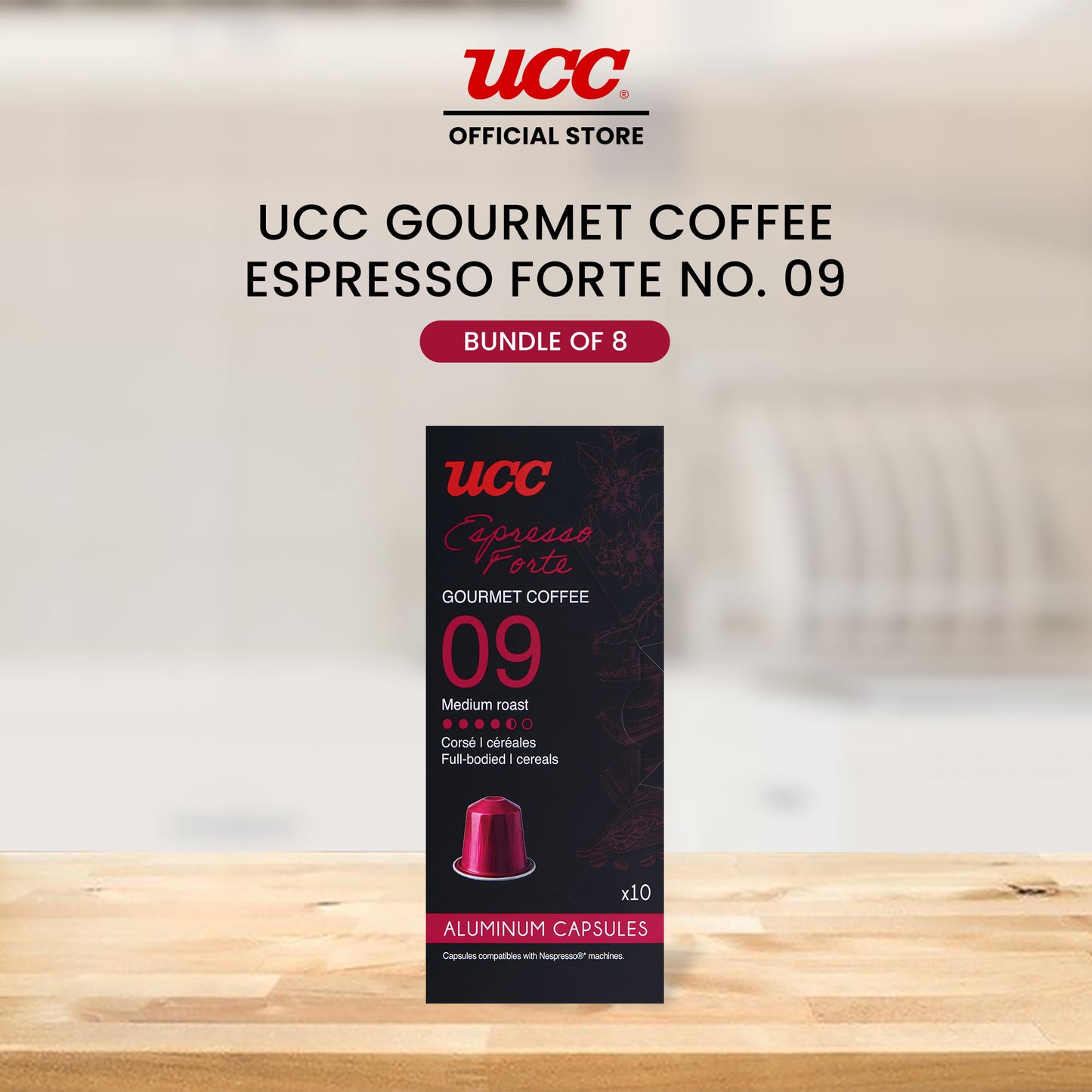 UCC Gourmet Coffee Capsule Espresso Forte No. 09  - Buy 6, Get 2 FREE (Bundle of 8)