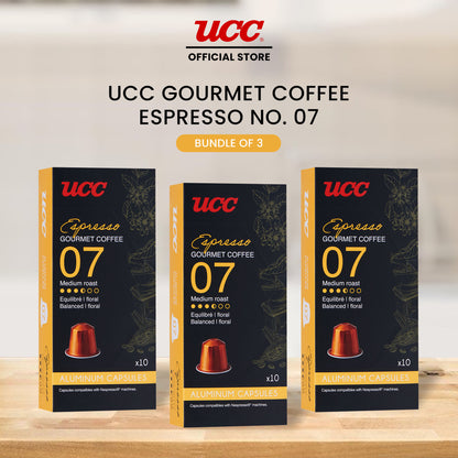 UCC Gourmet Coffee Capsule Espresso No. 07 (Bundle of 3) Compatible with Nespresso