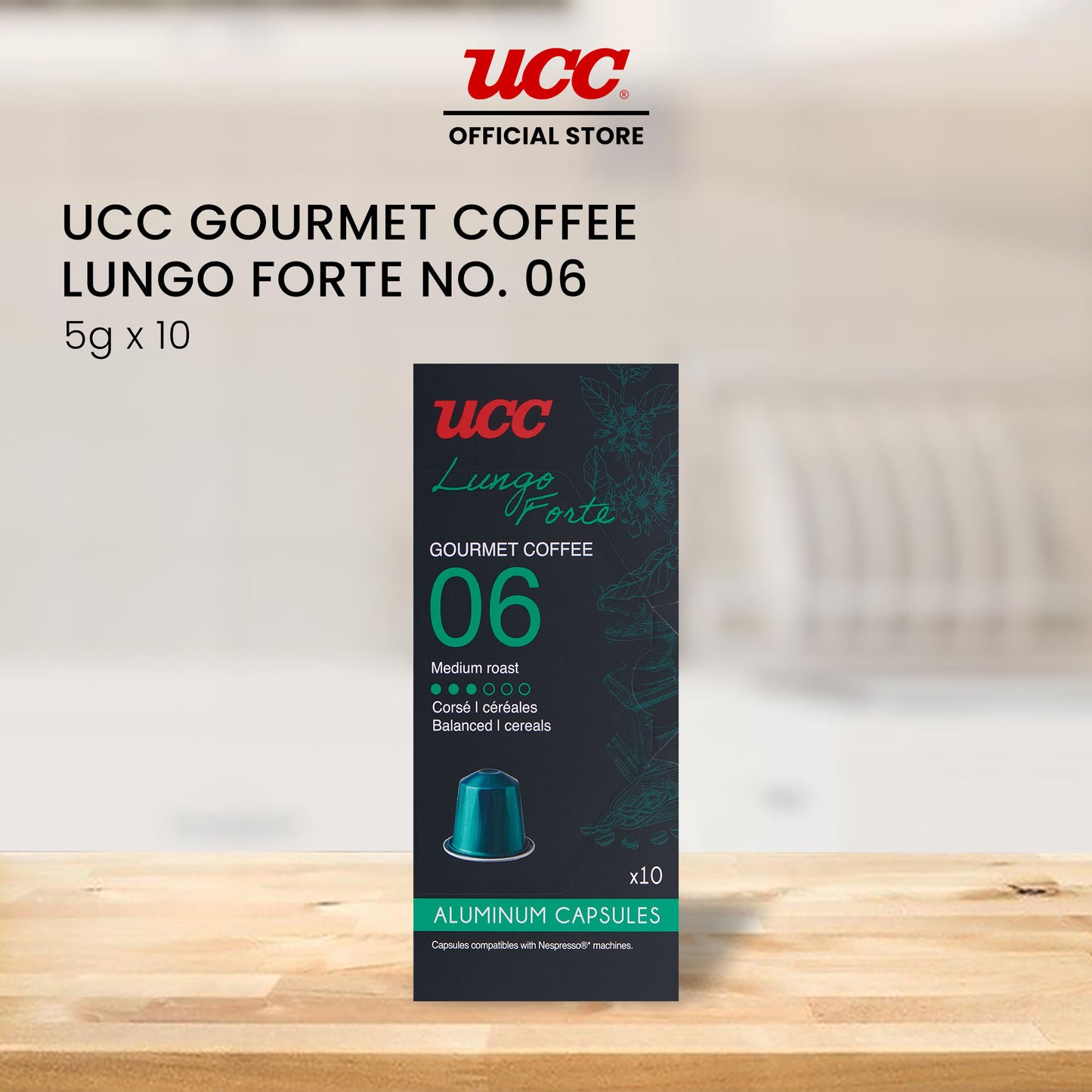 UCC Gourmet Coffee Capsule Lungo Forte No. 06 Compatible with Nespresso