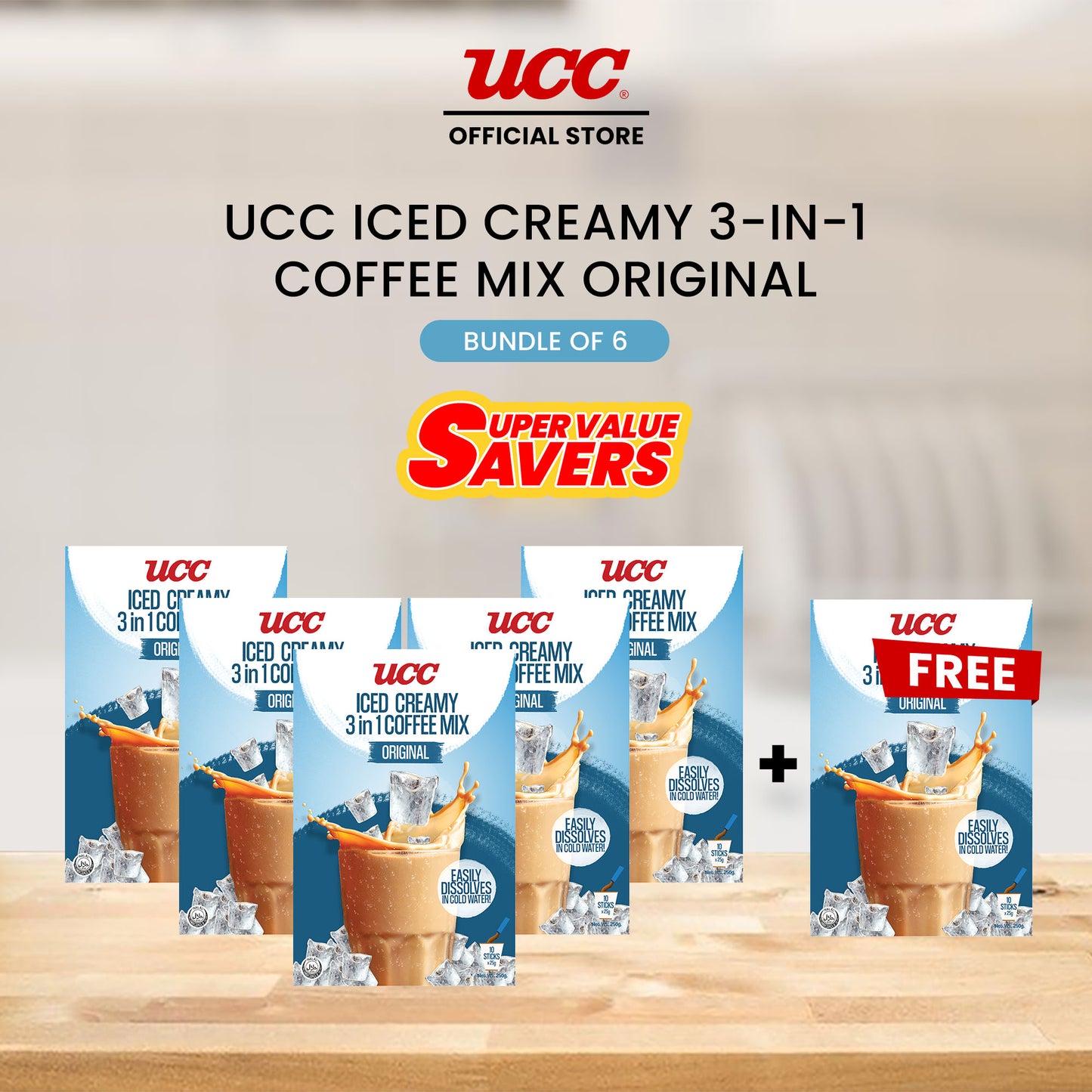 UCC Iced Creamy 3-in-1 Coffee Mix 25g x 10 (Bundle of 5) Plus 1 FREE