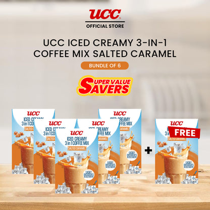UCC Iced Creamy Salted Caramel 3-in-1 Coffee Mix 25g x 10 (Bundle of 5) Plus 1 FREE