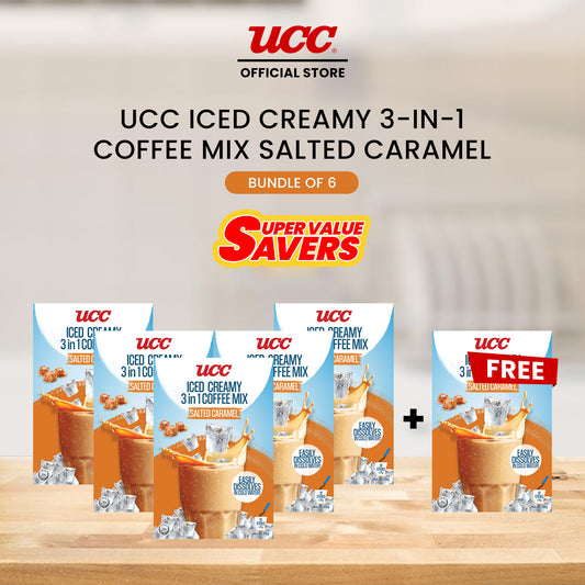 UCC Iced Creamy Salted Caramel 3-in-1 Coffee Mix 25g x 10 (Bundle of 5) Plus 1 FREE