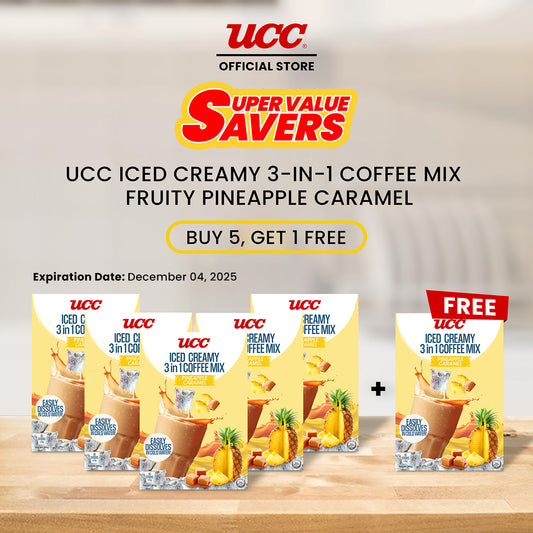 UCC Iced Creamy Fruity Pineapple Caramel 3-in-1 Coffee Mix Buy 5 Get 1 Free (Bundle of 6)