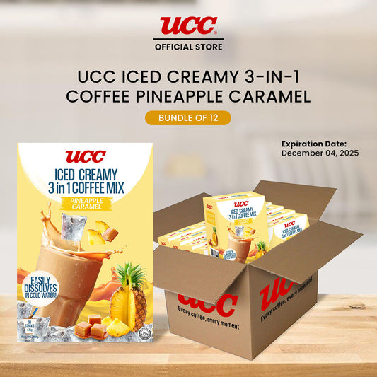 UCC Iced Creamy Fruity Pineapple Caramel 3-in-1 Coffee Mix (Bundle of 12)