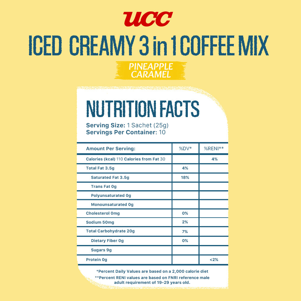 UCC Iced Creamy Fruity Pineapple Caramel 3-in-1 Coffee Mix (Bundle of 12)