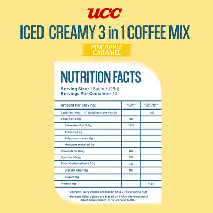 UCC Iced Creamy Fruity Pineapple Caramel 3-in-1 Coffee Mix (Bundle of 12)