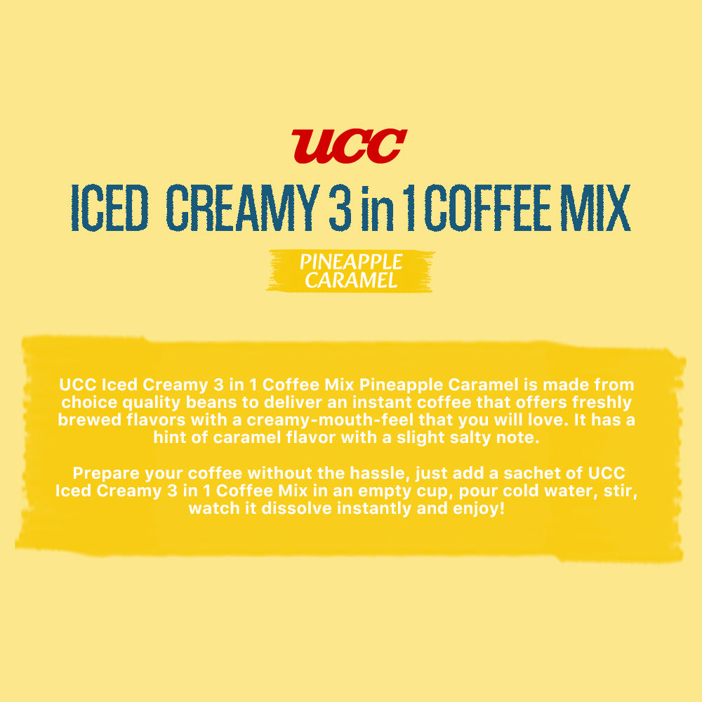 UCC Iced Creamy Fruity Pineapple Caramel 3-in-1 Coffee Mix (Bundle of 12)