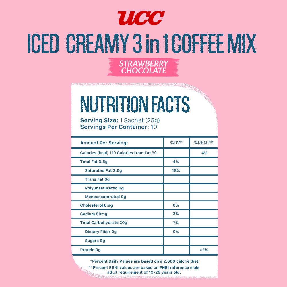 UCC Iced Creamy Fruity Strawberry Chocolate 3-in-1 Coffee Mix (Bundle of 12)