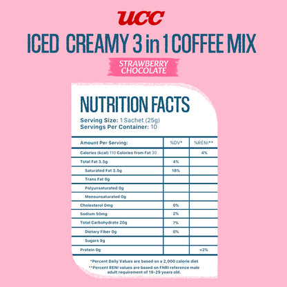 UCC Iced Creamy Fruity Strawberry Chocolate 3-in-1 Coffee Mix (Bundle of 12)