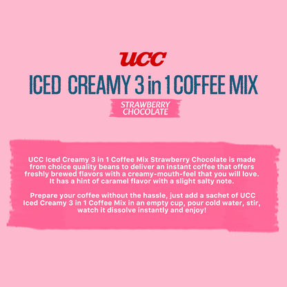 UCC Iced Creamy Fruity Strawberry Chocolate 3-in-1 Coffee Mix (Bundle of 12)