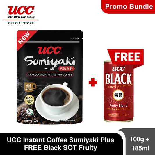 UCC Instant Coffee Sumiyaki 100g plus Free Black SOT Fruity