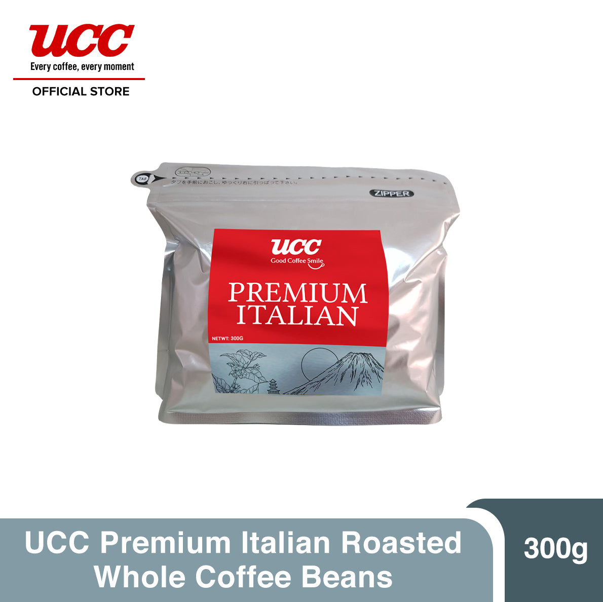 UCC Premium Italian Roasted Whole Coffee Beans 300g