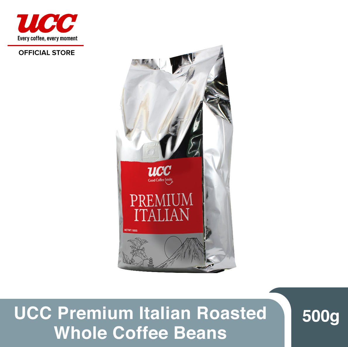 UCC Premium Italian Roasted Whole Coffee Beans 500g