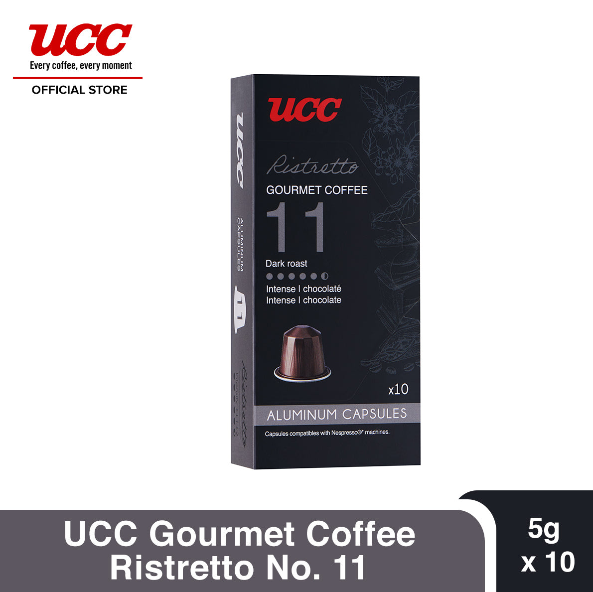 UCC Gourmet Coffee Capsule Ristretto No. 11 Compatible with Nespresso